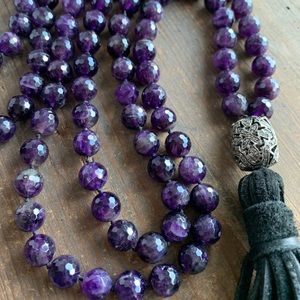 Amethyst 108 bead meditation mala with diamonds